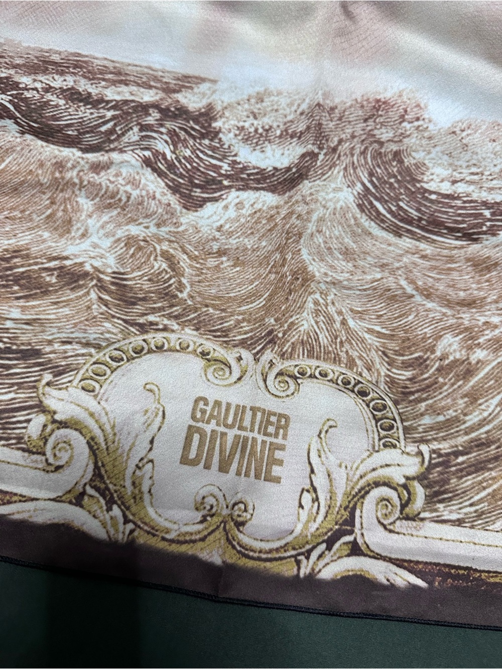Jean Paul Gaultier silk scarf in cream, brown, gold